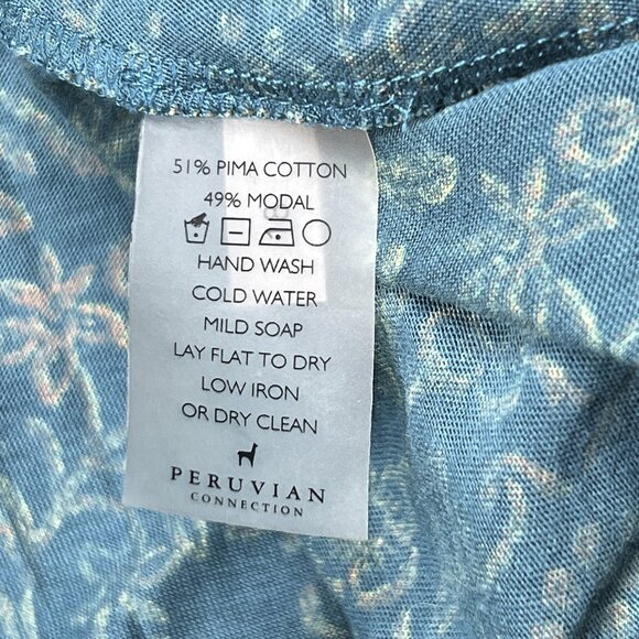 Peruvian Connection Anneliese Maxi Floral Boho Pima Cotton Teal Gold Size M NWOT - Picture 7 of 7